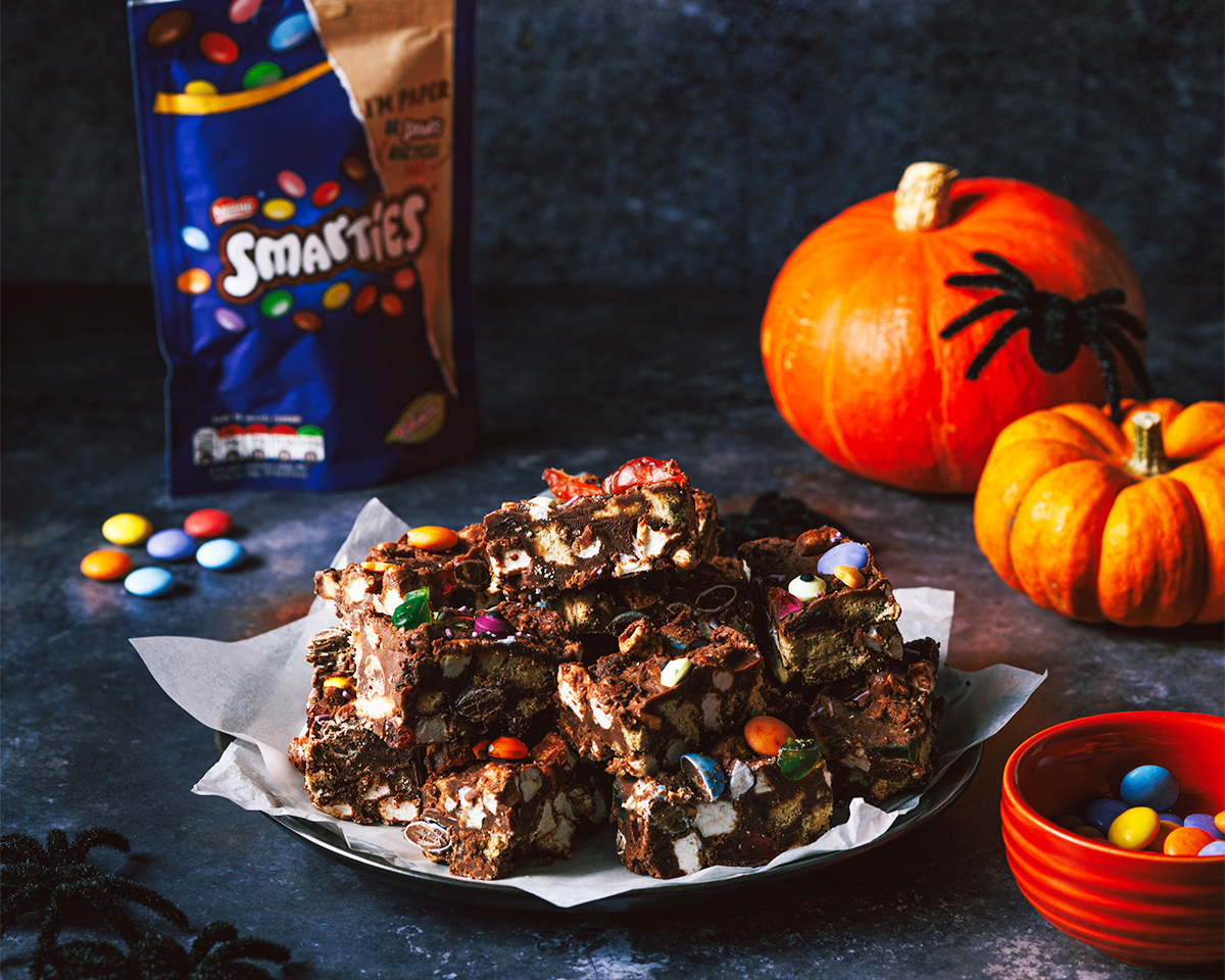 Smarties Halloween rocky road